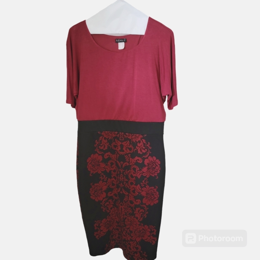 Venus Dress Red and Black midi dress